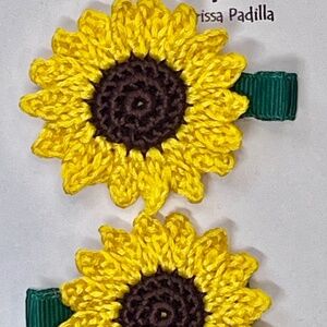 Sunflower Alligator Handmade Hair Clips Girls